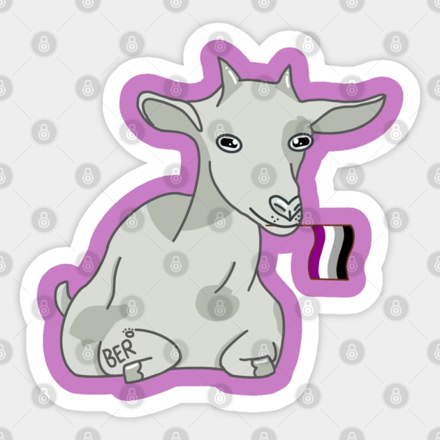 Alfie The Asexual Pride Goat Sticker by SentABearToSpace 